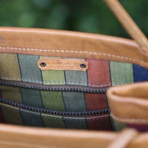 Vintage Coach Square Handbag with Striped Lining
